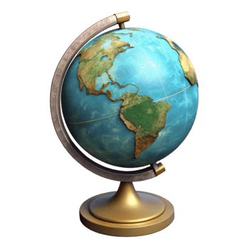 magnificent vintage Globe with Stand Side View Transparent Background high quality png