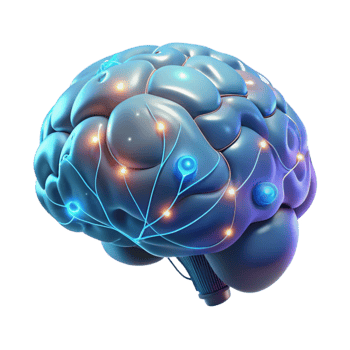beautiful minimalist Glowing Ai Brain with Neural Activity Cutout professional png