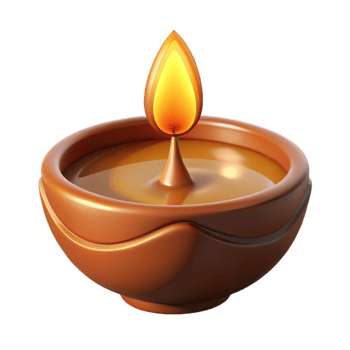 vibrant contemporary Glowing Diwali Diya Isolated Element 4K png