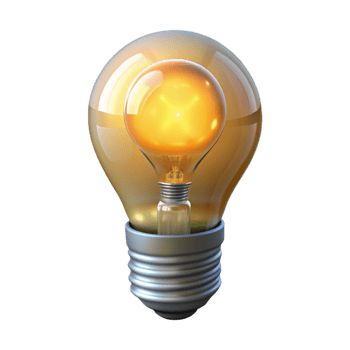 dramatic modern Glowing Light Bulb Front View Transparent Background professional png