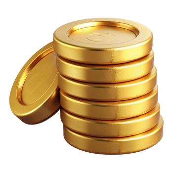 extraordinary rustic Gold Coin Stack Side View Cutout detailed png