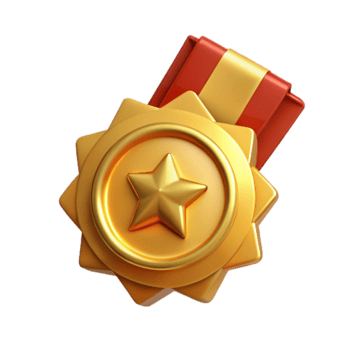 elegant rustic Golden Award Medal Front View Transparent Background original png