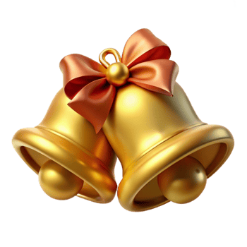 magnificent abstract Golden Christmas Bells with Ribbon Cutout Element original png
