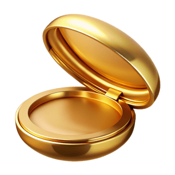 extraordinary traditional Golden Compact Powder Case Closed Isolated original png