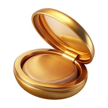 beautiful modern Golden Compact Powder Case Closed Isolated detailed png