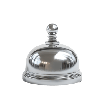 Elegant silver desk bell isolated on a pristine transparent background, ideal for reception or service use in various settings, silver desk bell isolated on transparent background or transparent png