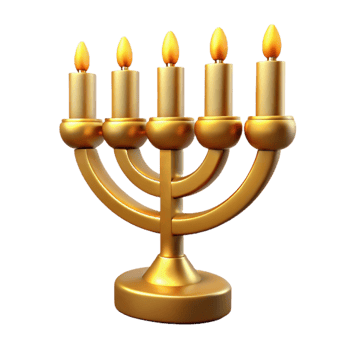 extraordinary contemporary Golden Hanukkah Menorah with Lit Candles Cutout professional png