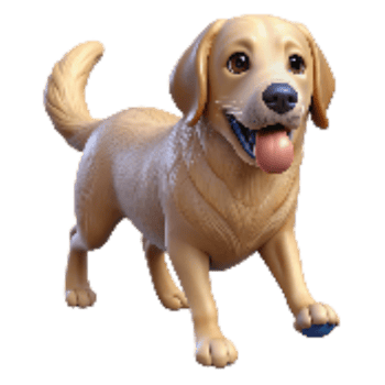 elegant minimalist Golden Retriever Fetching Ball Isolated Element with Transparent Background original png