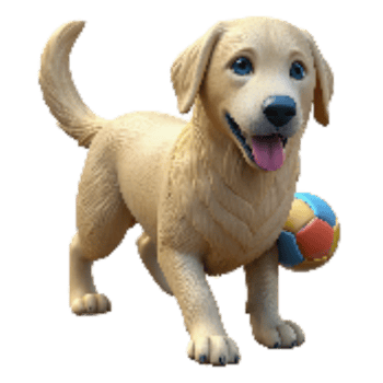 serene abstract Golden Retriever Fetching Ball Isolated Element with Transparent Background authentic png