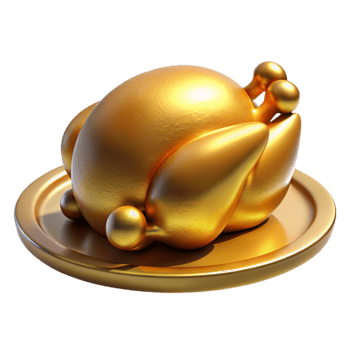 wonderful abstract Golden Thanksgiving Turkey Isolated on Platter genuine png