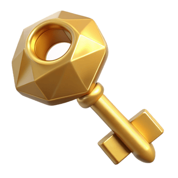 stunning minimalist Gold Key with Diamond Luxury Success Concept Isolated 4K png