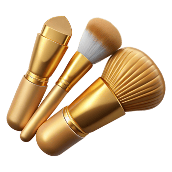 wonderful minimalist Gold Makeup Brush Set Top View Transparent 4K png