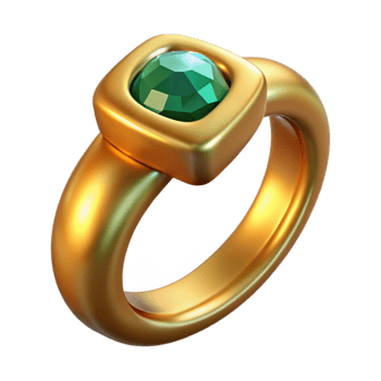 beautiful vintage Gold Ring Emerald Detail Cutout Element high resolution png