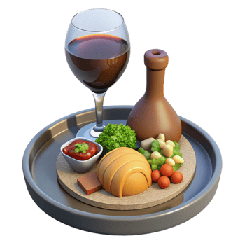 serene classic Gourmet Meal with Wine Glass Isolated on Transparent Background authentic png