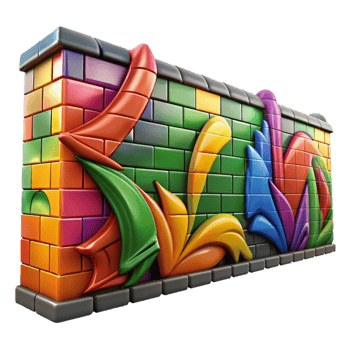 beautiful minimalist Graffiti Wall Colorful Design Isolated original png