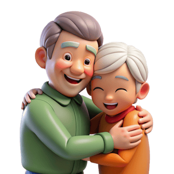 extraordinary minimalist Grandparents Hugging Grandchildren Transparent Background genuine png