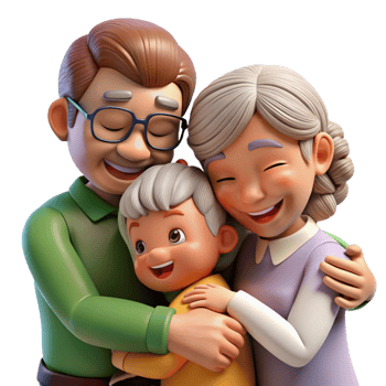 dramatic rustic Grandparents Hugging Grandchildren Transparent Background original png