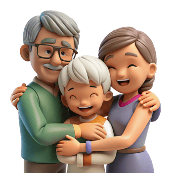 extraordinary rustic Grandparents Hugging Grandchildren Transparent Background high quality png