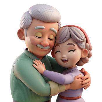 magnificent modern Grandparents Hugging Grandchildren Warm Embrace Isolated detailed png