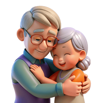 serene classic Grandparents Hugging Grandchildren Warm Embrace Isolated high resolution png