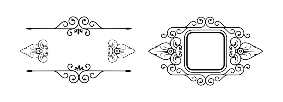 Set of retro vintage graphic design elements for frame, labels, logo symbols and ornamental on white background. vector