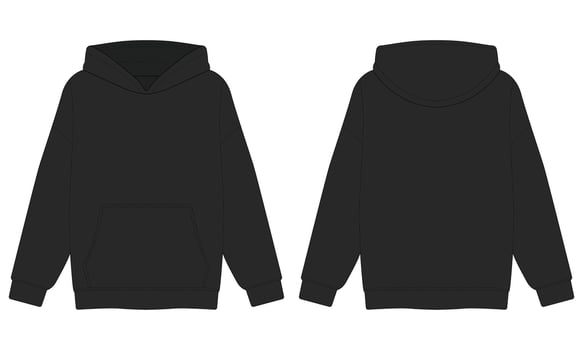 Black hoodie sweater mockup illustration front and back view vector
