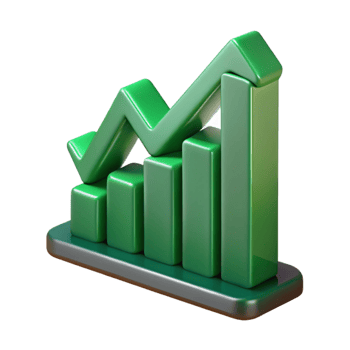 stunning modern Graph Showing Upward Trend Green Isolated on Transparent Background premium png