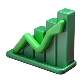 stunning artistic Graph Showing Upward Trend Green Isolated on Transparent Background original png