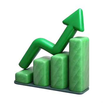 elegant creative Graph Showing Upward Trend Green Isolated on Transparent Background premium png