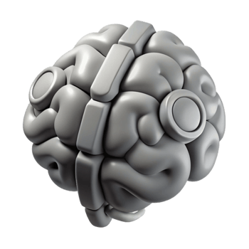 stunning modern Gray Brain Icon with Strategic Marketing Planning Cutout high resolution png