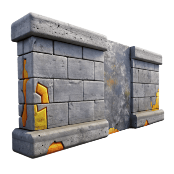 magnificent contemporary Gray Concrete Wall with Graffiti Art Isolated detailed png