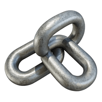 beautiful modern Gray Metal Chain Links Connected Together Isolated 4K png