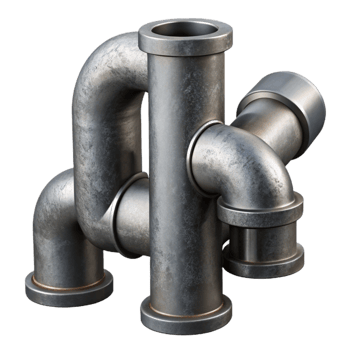 impressive vintage Gray Metal Pipes Industrial Design Isolated original png