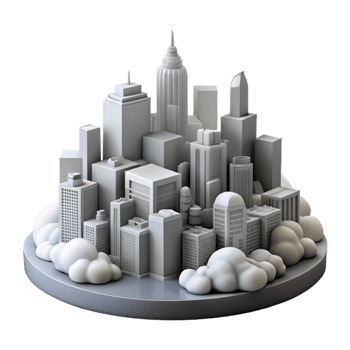 beautiful rustic Grayscale Cityscape Foggy Morning Isolated Element genuine png