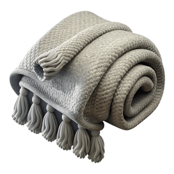 dramatic creative Gray Wool Throw Blanket Isolated Element detailed png