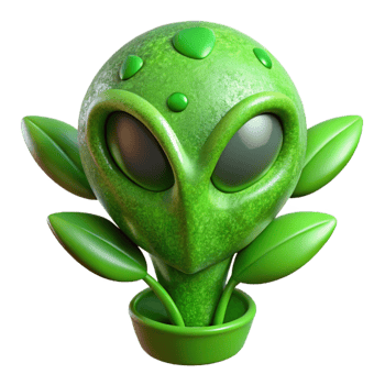 elegant traditional Green Alien Plant Cutout Element premium png