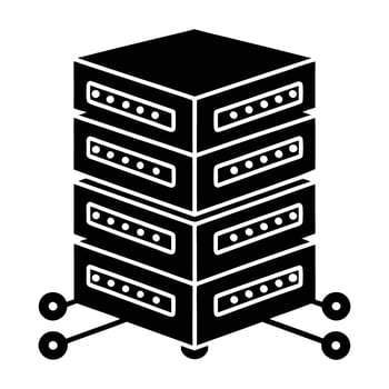 A Powerful Server Rack, A Symbol Of Robust Data Storage And Seamless Connectivity, Stands Ready On Its Wheeled Base, Ready To Handle Any Task vector