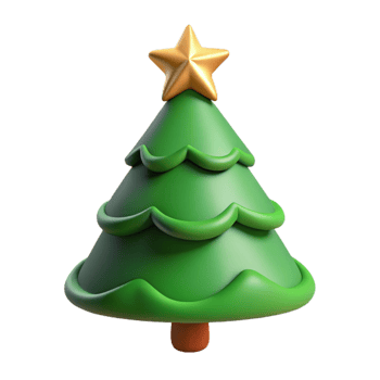 dramatic abstract Green Christmas Tree Cutout with Star Topper high resolution png