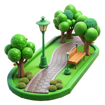 extraordinary creative Green City Park Pathway View Isolated high resolution png