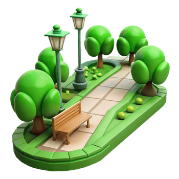elegant artistic Green City Park Pathway View Isolated premium png