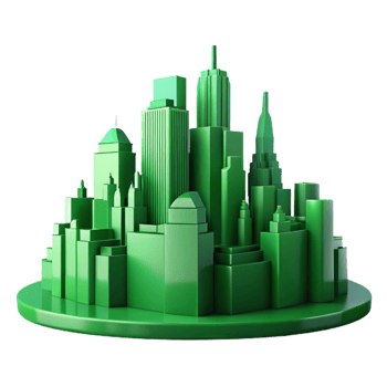 impressive modern Green City Skyline Silhouette Isolated high quality png