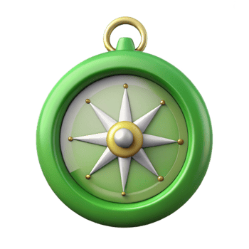 beautiful classic Green Compass Top View Cutout Element genuine png