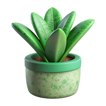 dramatic rustic Green Desk Plant in Pot with Transparent Background 4K png