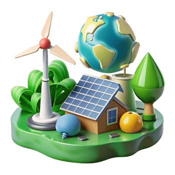serene minimalist Green Energy Sources Wind Solar Water Cutout detailed png
