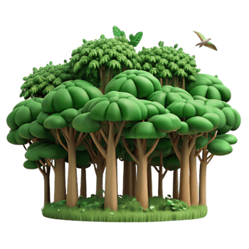 beautiful vintage Green Forest Canopy Dense Foliage Aerial View Isolated genuine png