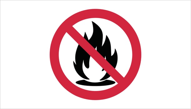 No Open Flames and Fire Prohibition Symbols. Fire Safety Warning Icons. vector