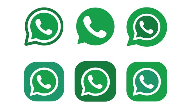 Messaging App Icon Set. Green Chat and Call Icons. WhatsApp Style Communication Symbols vector