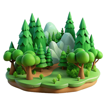 impressive contemporary Green Forest Landscape Panorama Transparent Background professional png