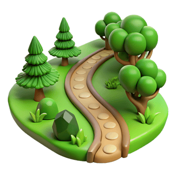 elegant creative Green Forest Path Winding Trail Cutout 4K png