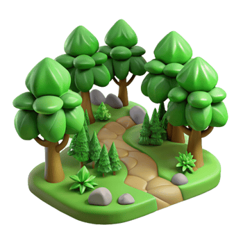 extraordinary vintage Green Forest Trail Side View Isolated original png